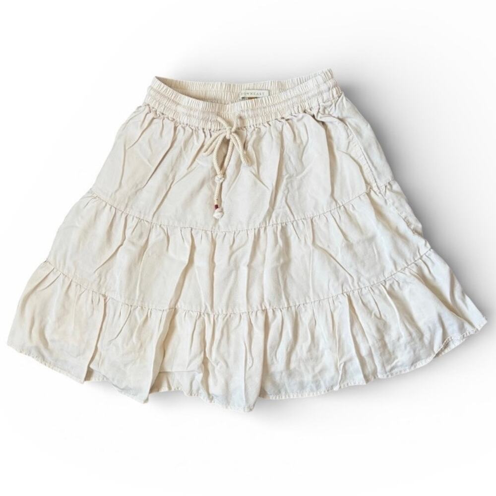 Downeast Cream Ruffled Tiered Drawstring Waist Skirt Sz M Cottagecore Boho Flowy